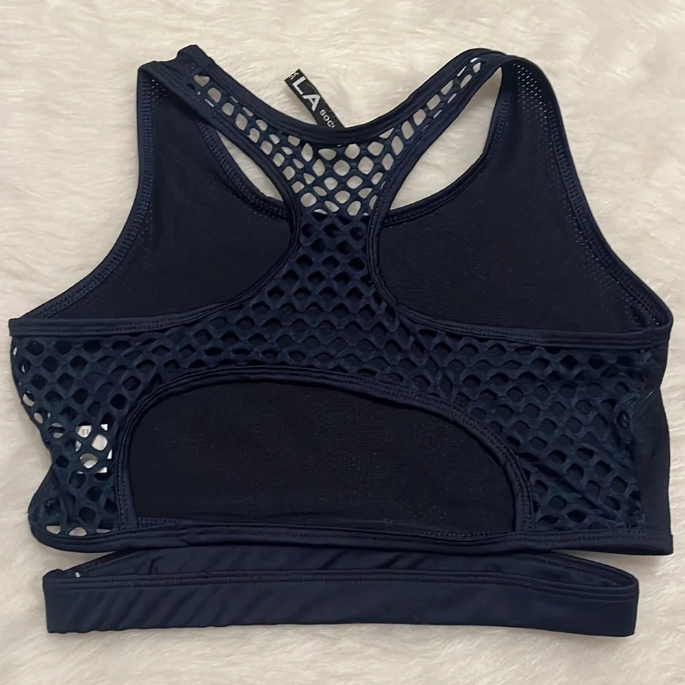 Navy Blue Sports Bra with Mesh Back